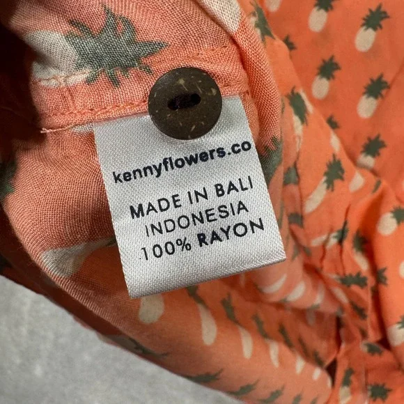 Kenny Flowers Mens XXL Orange Pineapple Print Short Sleeve Button Up Shirt EUC - Picture 7 of 7